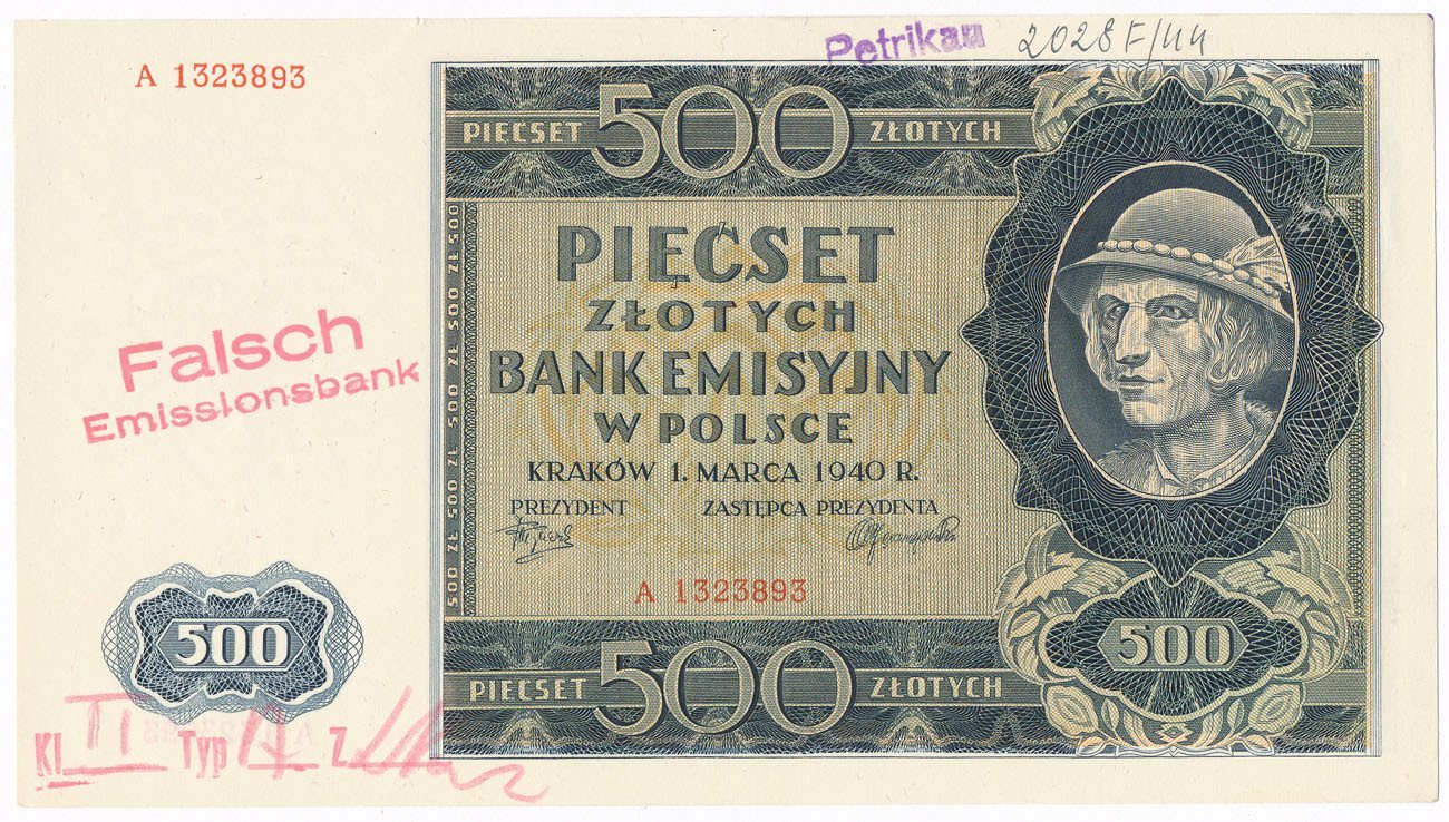 Banknot. 500 złotych 1940 seria A RZADKOŚĆ R5